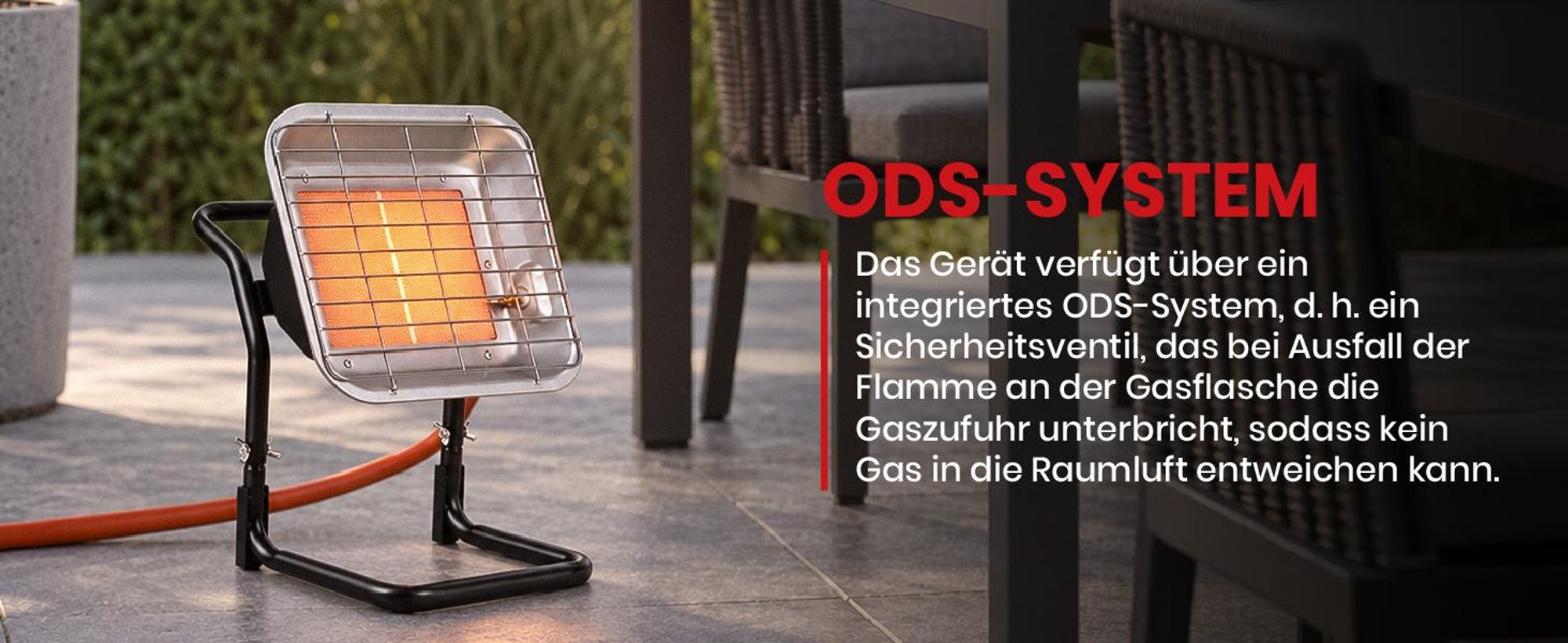 Gasheizstrahler Gazcamp Strahlende Flaschenhalter MalTec STEHEND 4,5kW Sunshine Camping inkl. Gasschlauch Gasdruckregler
