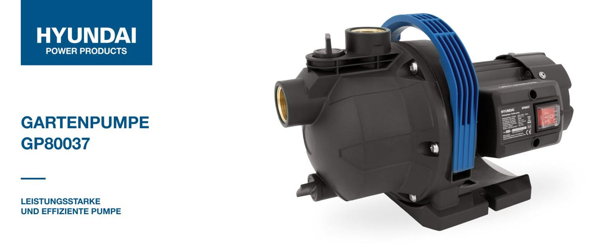 HYUNDAI Gartenpumpe GP80037 (800W, 3.600 l/h, Förderhöhe max. 40m, Ansaughöhe max. 7m)
