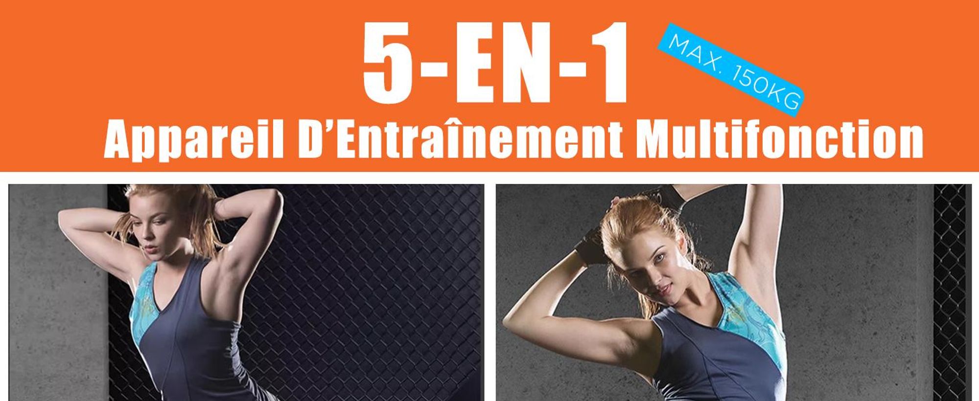 DH FitLife 5-en-1 Banc de musculation réglable, Rameur, Banc de Hyperextension, Abdominaux et Dips | Compact et Pliable, Charge max. 150kg