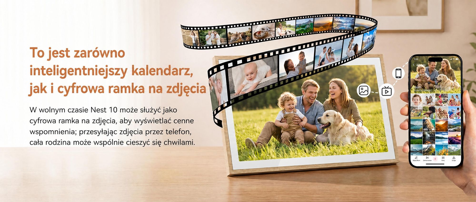 2026 NEU! Blackview NEST 10, cyfrowy kalendarz i ramka na zdjęcia o przekątnej 10,1 cala, z dotykowym ekranem, Wi-Fi, rozdzielczości 1280x800, formacie 16:10, funkcją udostępniania zdjęć, zabezpieczeniem dla dzieci i wzorem imitującym drewno