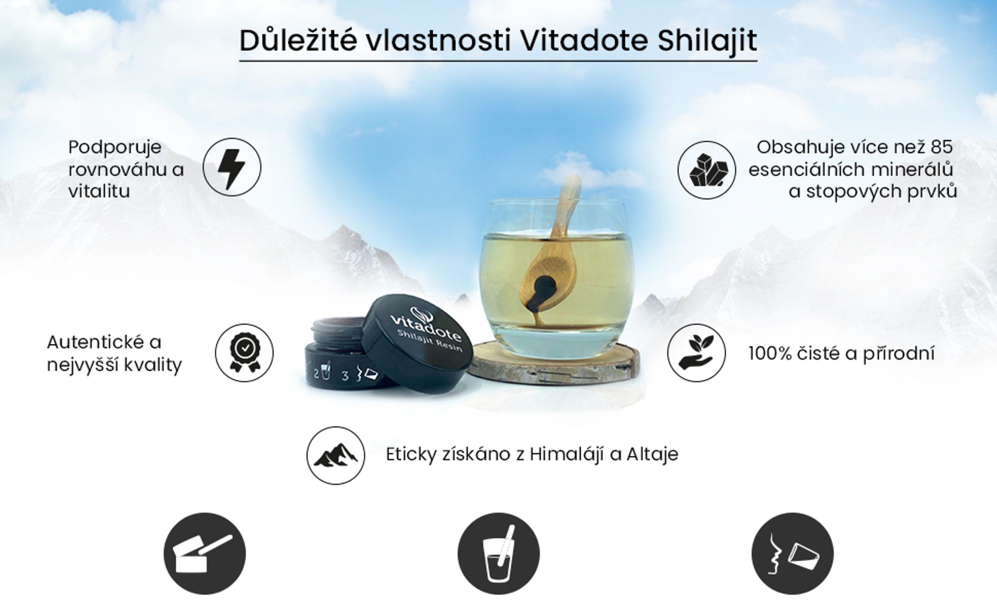 Klíčové vlastnosti pryskyřice Vitadote Shilajit