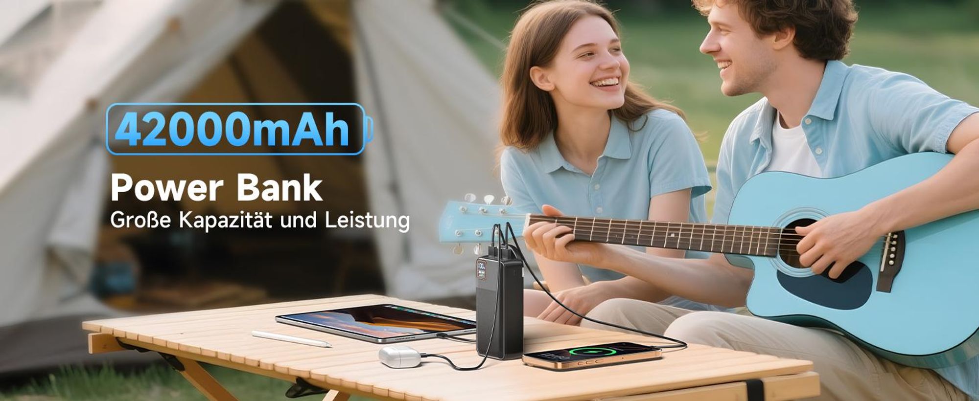 Powerbank, 42000mAh Power Bank, Externer Akku, Tragbares Ladegerät, 22.5W Schnellladung, für iPhone 16/15/14/13, Tablet, Galaxy S25, Huawei