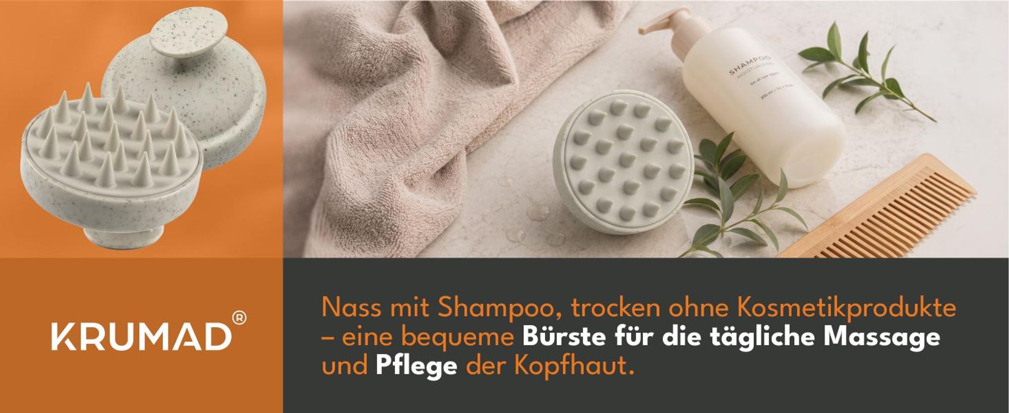 KRUMAD Kopfhaut Massagebürste Silikon, Scalp Massager für Haarwäsche und Peeling, Kopfhautbürste für alle Haartypen, Shampoo Bürste