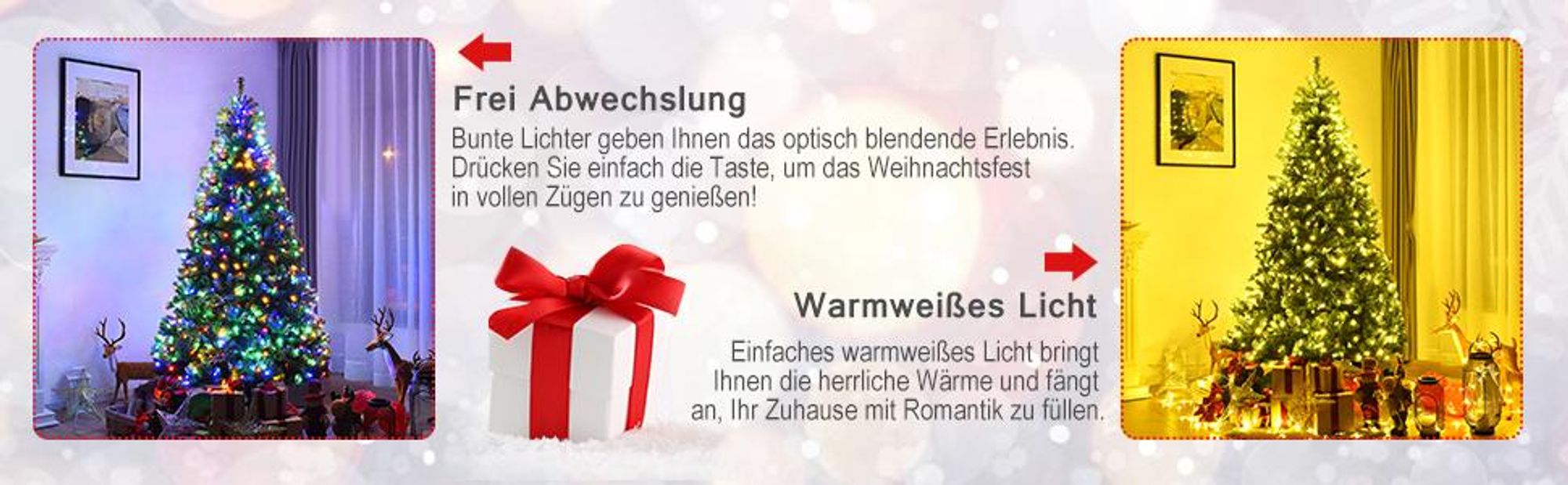 COSTWAY 180cm LED Künstlicher Weihnachtsbaum mit 1000 PVC Spitzen, 350 LED, 11 Lichtmodi, 5 Farbwechsel & Metallständer Tannenbaum Christbaum Grün