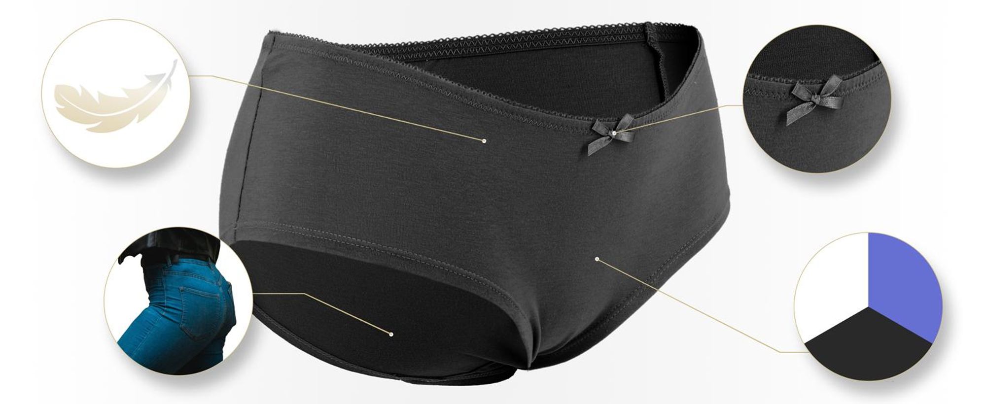 Fabio Farini - 6 Stück Damen Mid Taillenslips Unterhosen - Frauen Baumwoll Panty mit Stretch im sportlich modernen Design mit Schleifchen