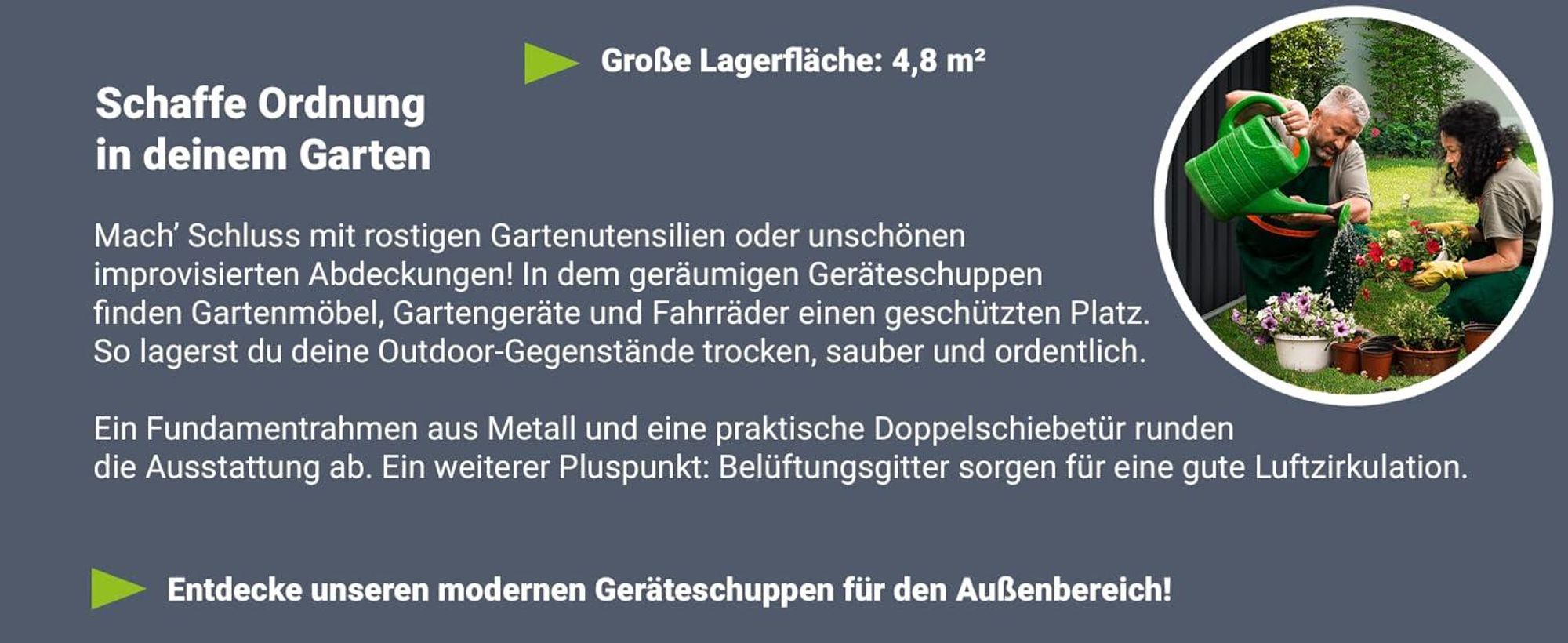 Juskys Metall Gerätehaus XL mit Satteldach, Tür & Fundament - 9m³ groß - Anthrazit