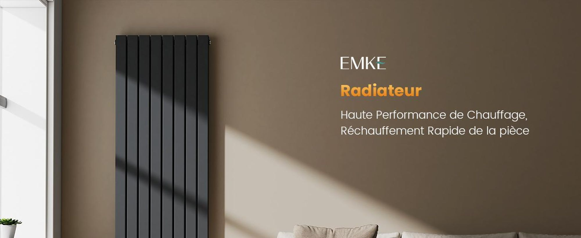 Radiateur EMKE Radiateur à panneaux vertical design 1600x616mm anthracite Double couche plat Raccordement central Chauffage Acier SPCC, 1933 W sans thermoplongeur