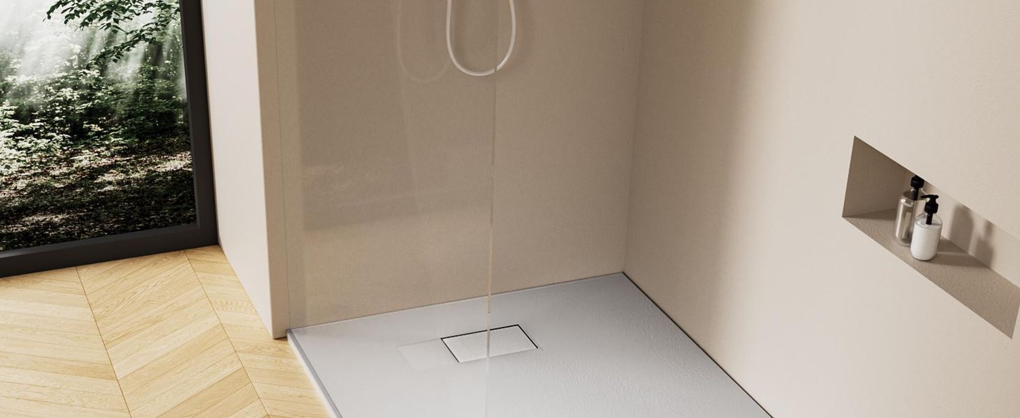 EMKE Duschwanne Flach Rechteckig 120x90cm Duschtasse mit Rutschfeste Struktur in Weißer Steinoptik