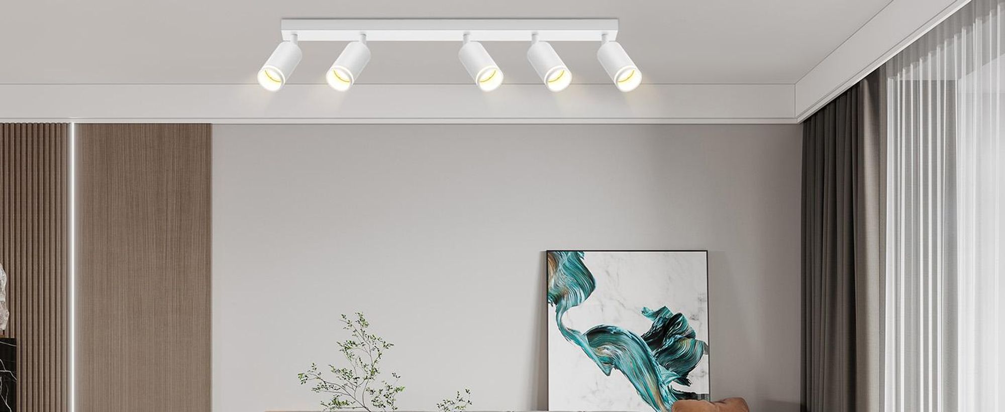 ZMH LED plafondlamp, 5 lichtpunten, wit. Plafondlamp met spots, GU10 fitting, verstelbaar. Metalen plafondspots voor hal, woonkamer, keuken, slaapkamer. Exclusief lampen
