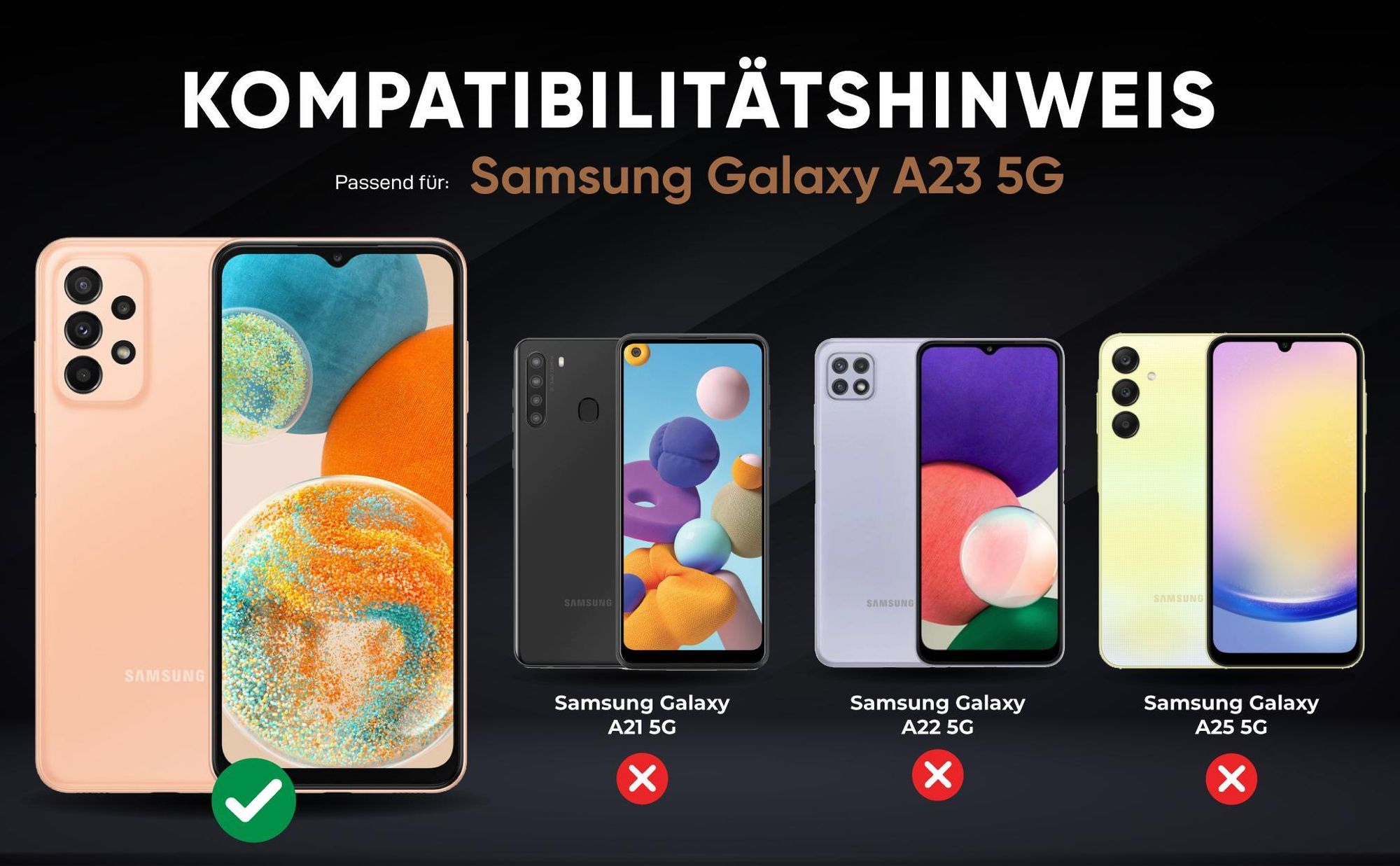 Kompatibilitätshinweise Hülle für Samsung Galaxy A23 5G
