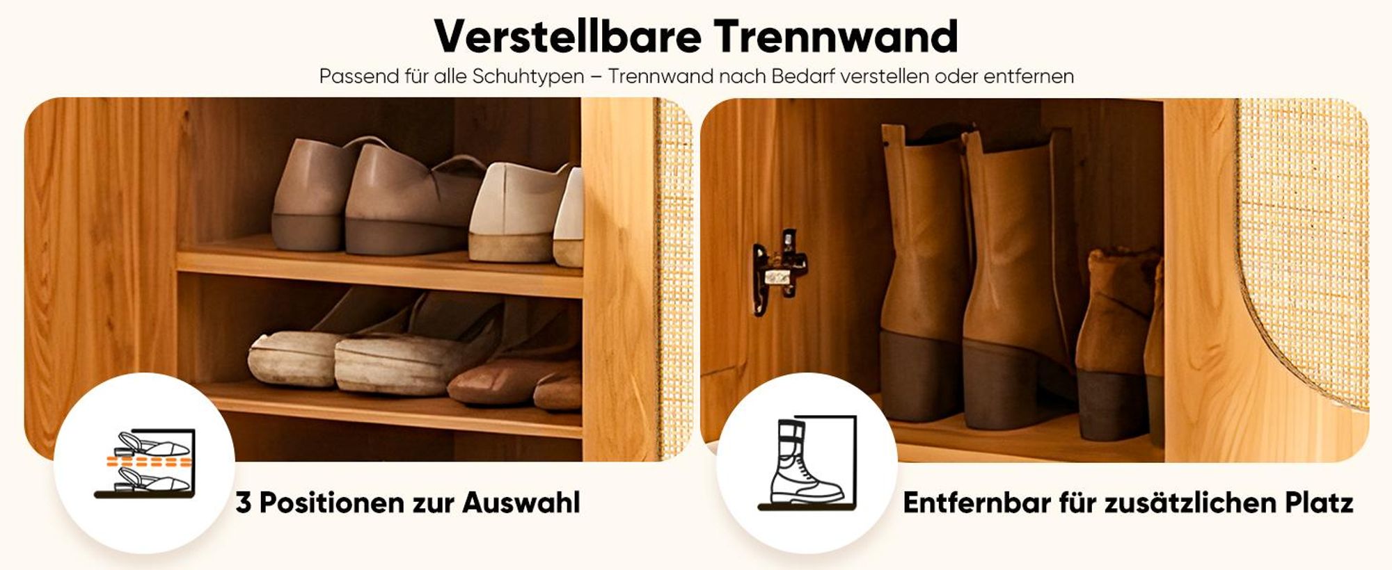 HOKEEPER Schuhschrank aus Holz, Schmaler Doppeltür (87x40x100cm),Shoe Cabinet, Schuhkipper für bis zu 24 Paar Schuhe, Schuhkommode