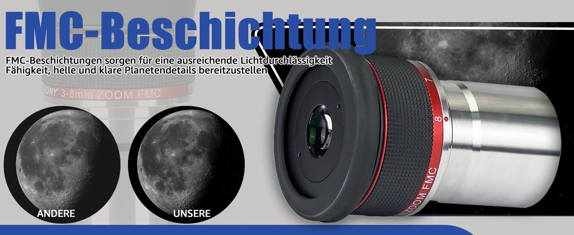 Svbony SV215 Zoom Okular 3-8mm, 1.25inches Parfocal 56 Grad Constant AFOV, für Short Focus Teleskop OTA hohe Vergrößerung Mond Planeten Beobachtungen