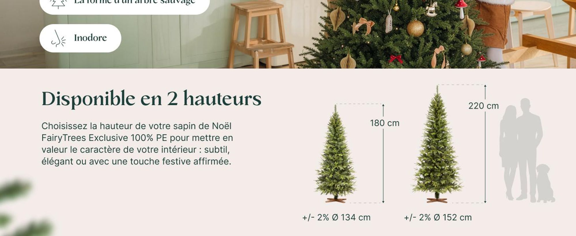 FAIRYTREES Sapin artificiel 220 cm 100 % PE vert foncé | Arbre de Noël pop-up prêt en 1 minute, fabriqué en Europe à la main | Épicéa sauvage européen avec pied en bois | Modèle : FT02