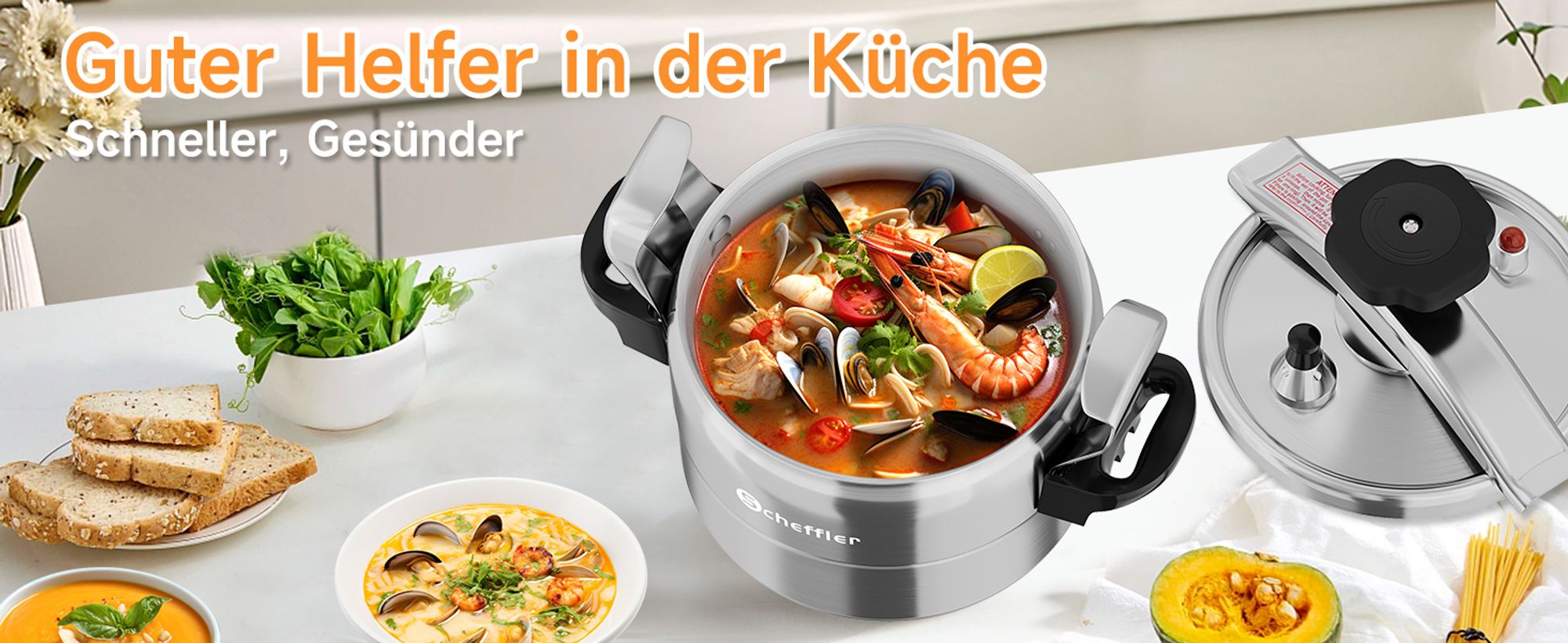 Schnellkochtopf Scheffler Schnellkochtopf Induktion Dampfkochtopf (3 L, Ø 18cm), für alle Herdarten, Pressure Cooker Mit 3 Sicherheitssystem