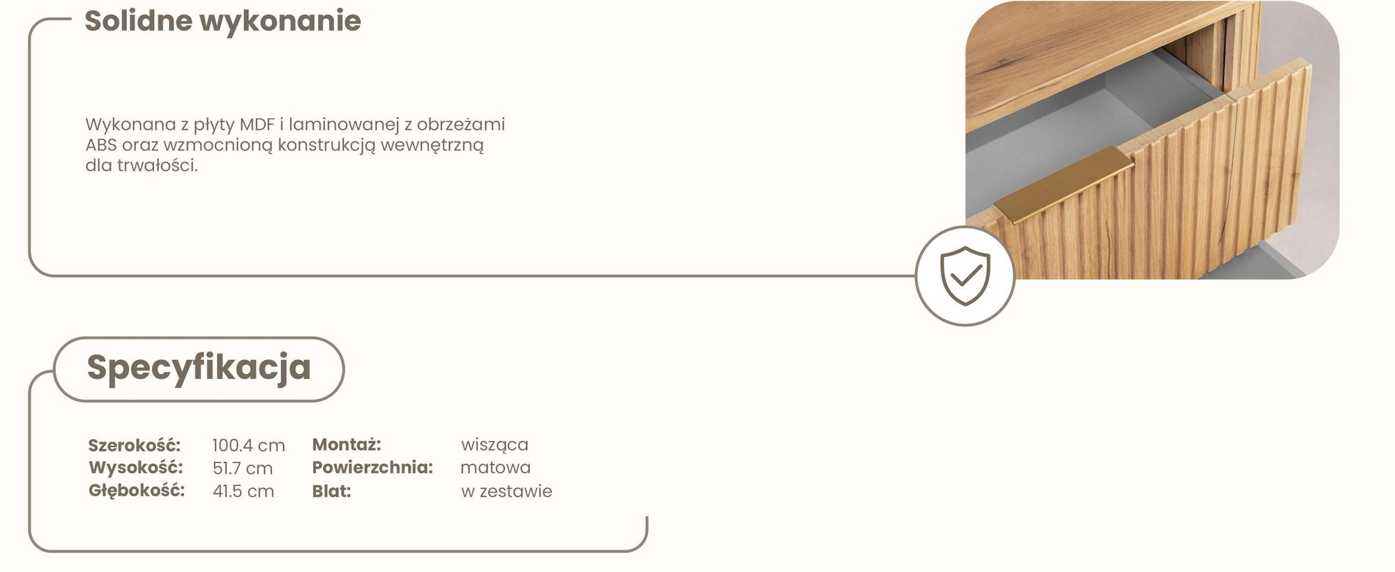 Szafka Pod Umywalkę 100 Cm Wisząca Brązowy Mat