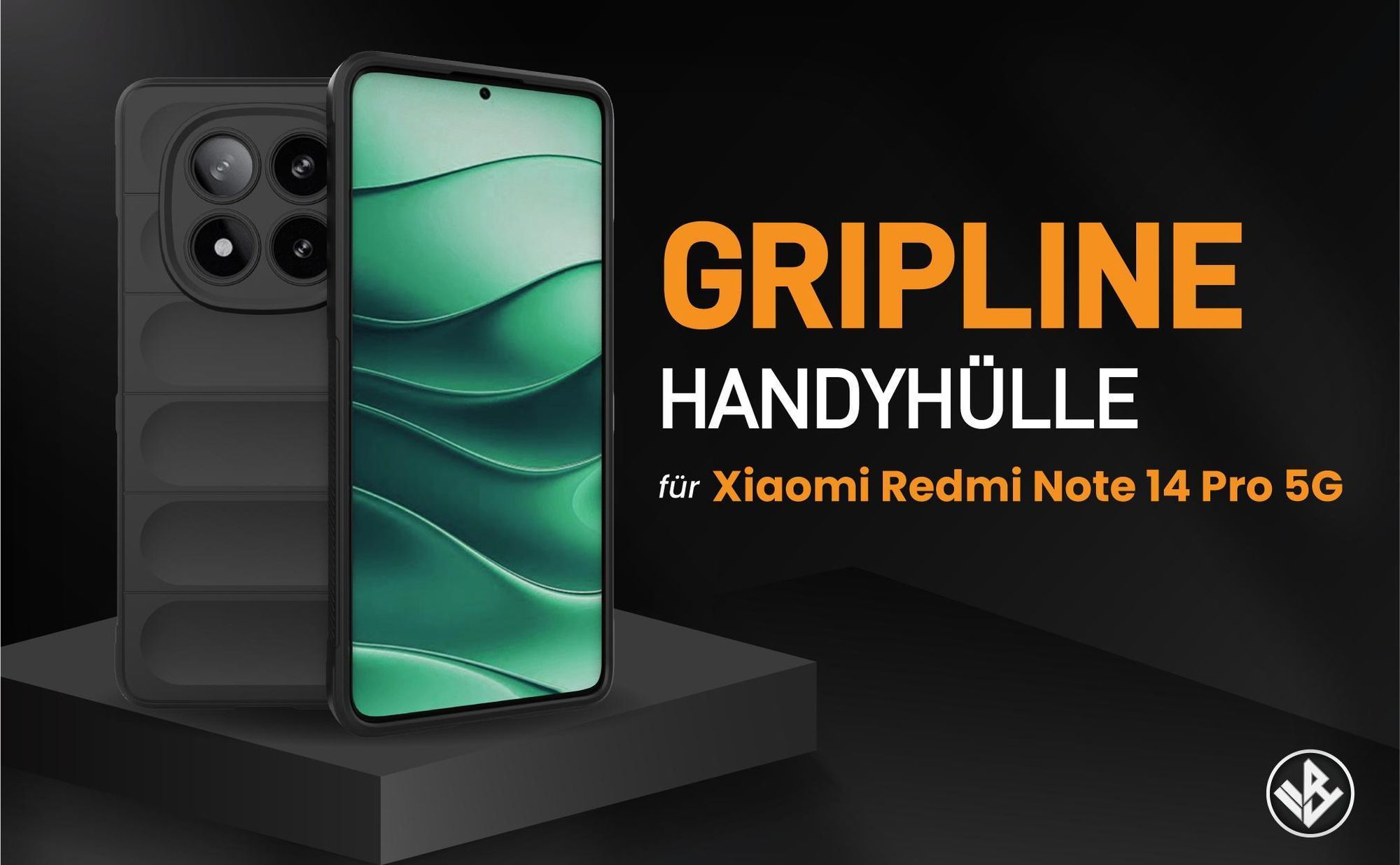 Schwarze ergonomische Grip Schutzhülle für das Xiaomi Redmi Note 14 Pro 5G