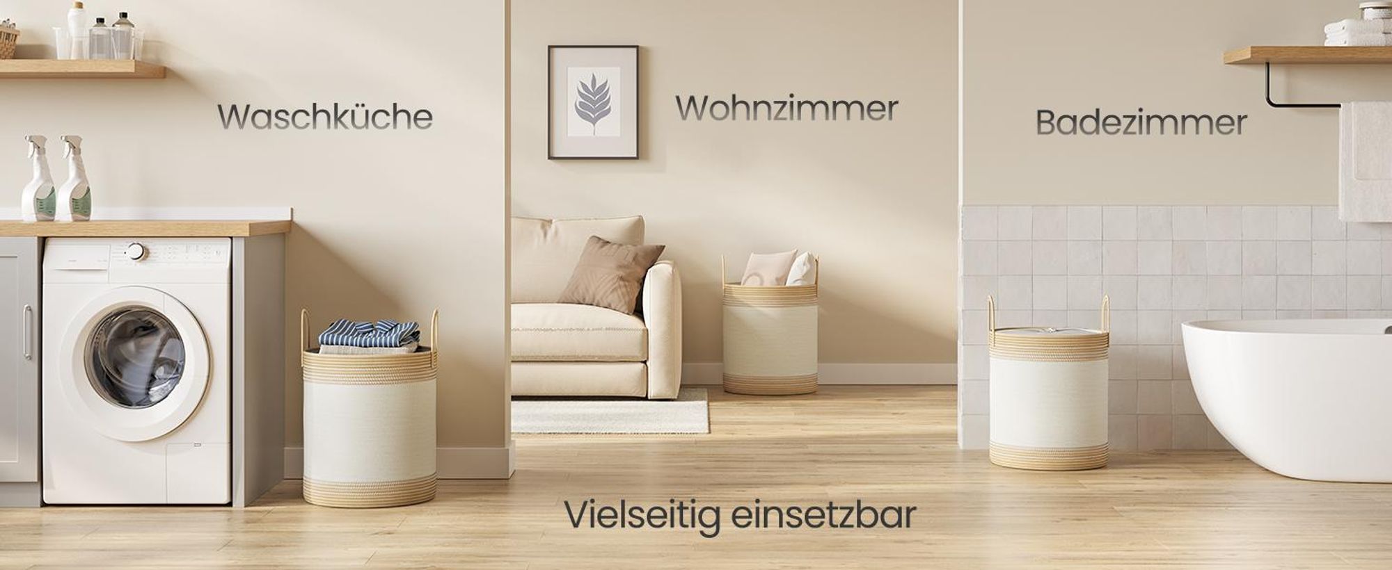SONGMICS Wäschekorb, 60 L Wäschesammler, Aufbewahrungskorb mit Deckel