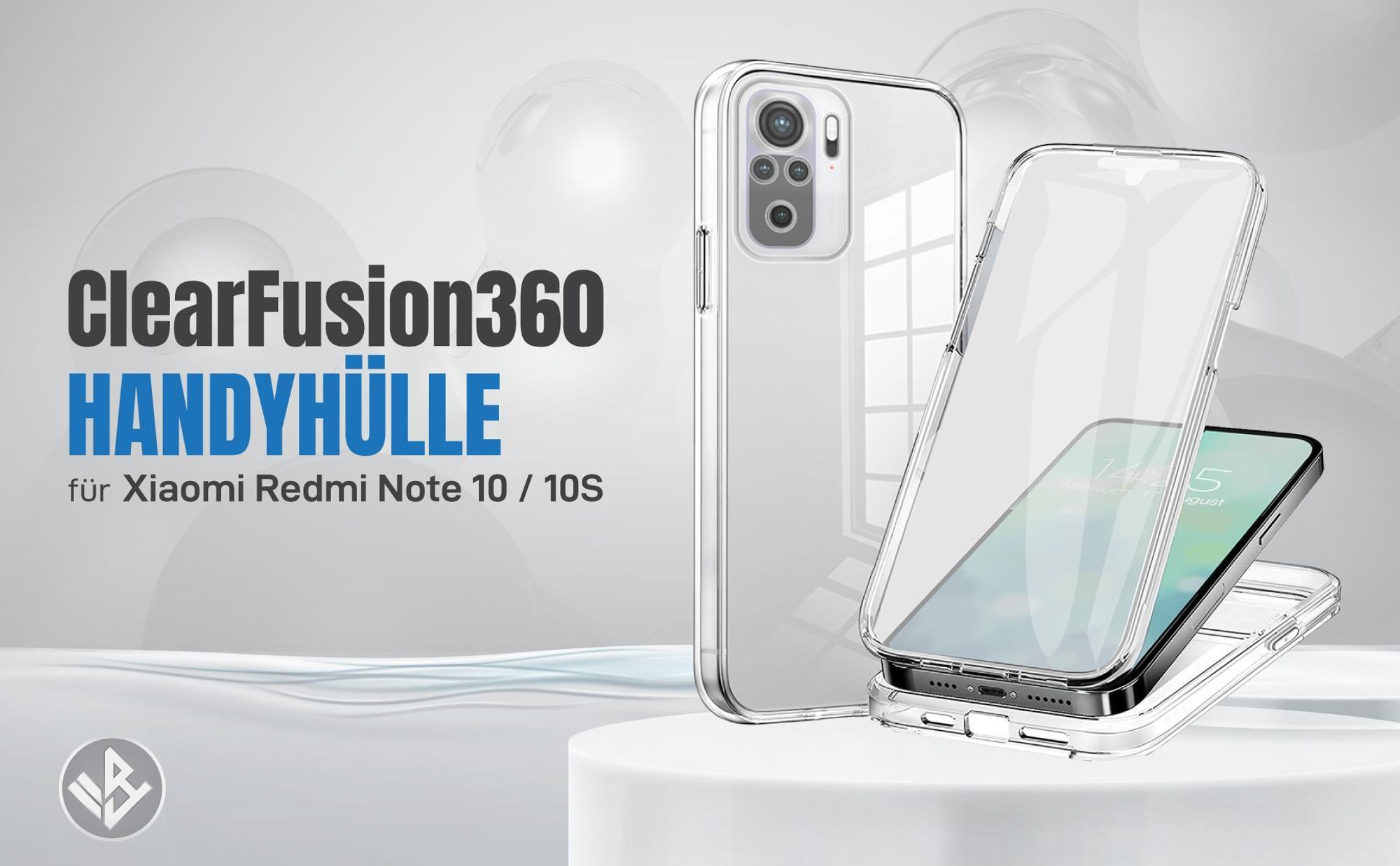 Transparente 360 Grad Hülle für Xiaomi Redmi Note 10 mit Kameraschutz