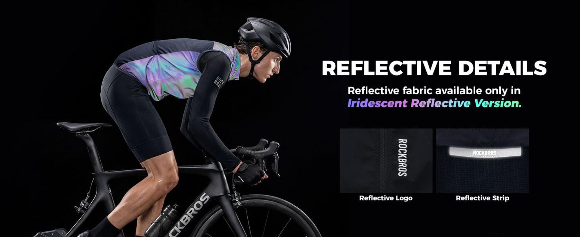 ROCKBROS Packbar Fahrradweste Leichte Winddichte Fahrradjacke Atmungsaktive Fahrrad Weste für Rennrad MTB Irisierend Reflektierend EU Größe S