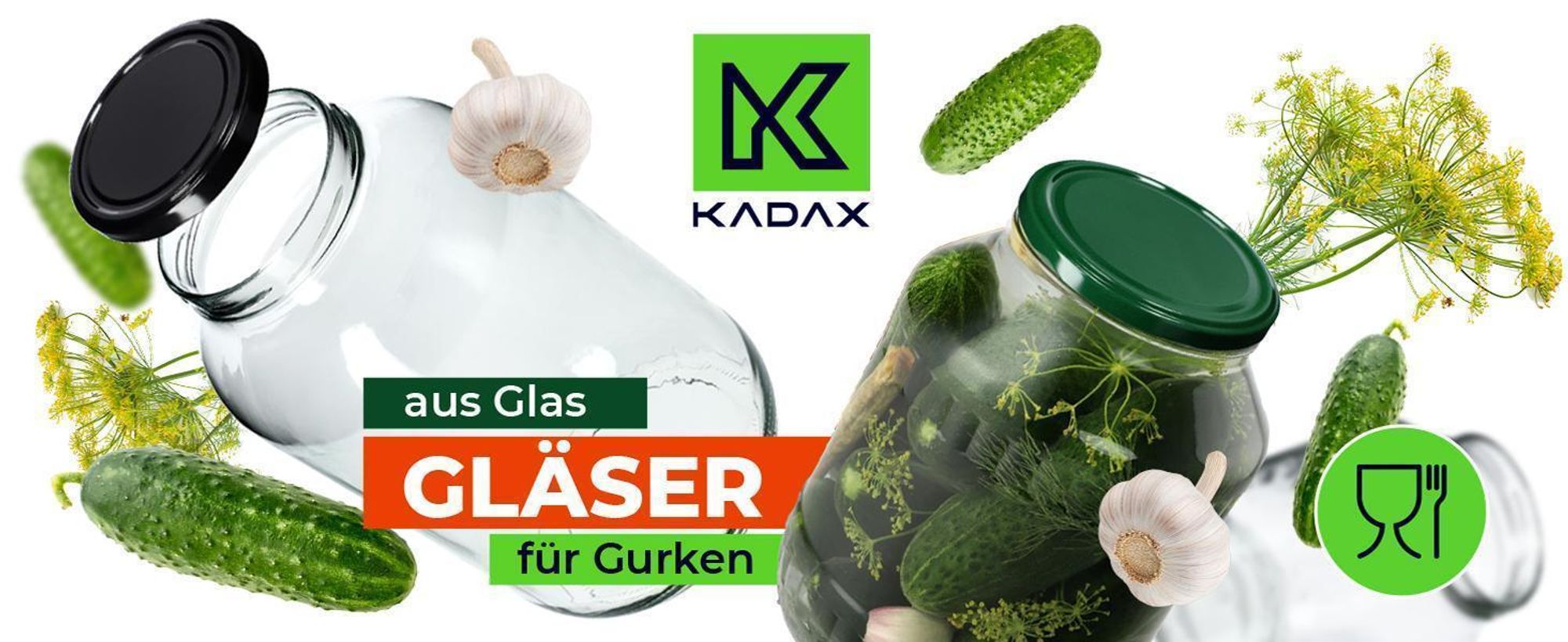 KADAX Einmachgläser Ohne Deckel "Boro", Weckgläser, Einmachglas zum Einlegen, 89 mm, 1.7L, 8 Stück
