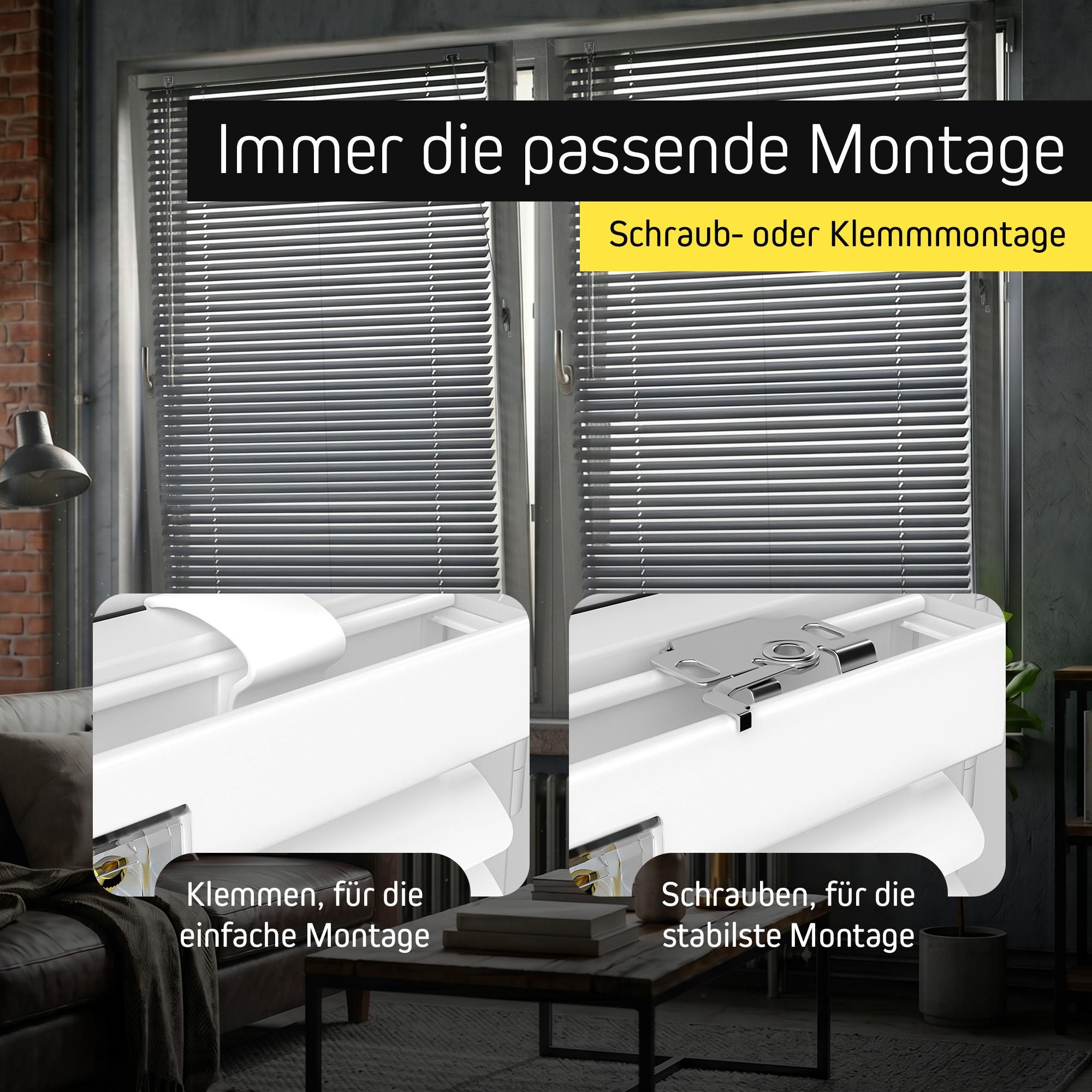 Aluminium Jalousie, 80x175 cm, silber glänzend Sichtschutz & Sonnenschutz, robust, feuchtigkeitsbeständig, einfache Montage Victoria M.
