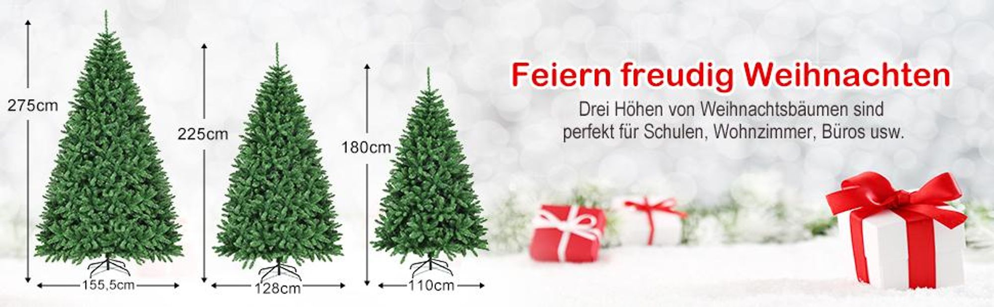 COSTWAY 275 cm Künstlicher Weihnachtsbaum, Tannenbaum mit Metallständer, Klappsystem, Christbaum PVC Nadeln, Grün