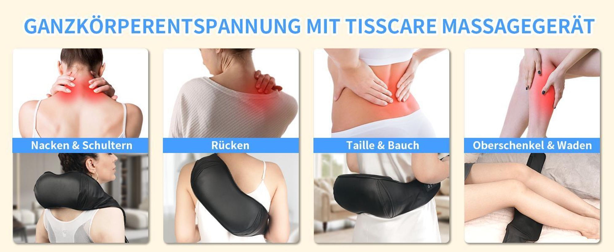 Nackenmassagegerät, Shiatsu Massagegerät, Rückenmassagegerät, Elektrisches Massagegerät mit Wärme, Schmerzlinderung, für Schulter, Rücken, Beine, Füße