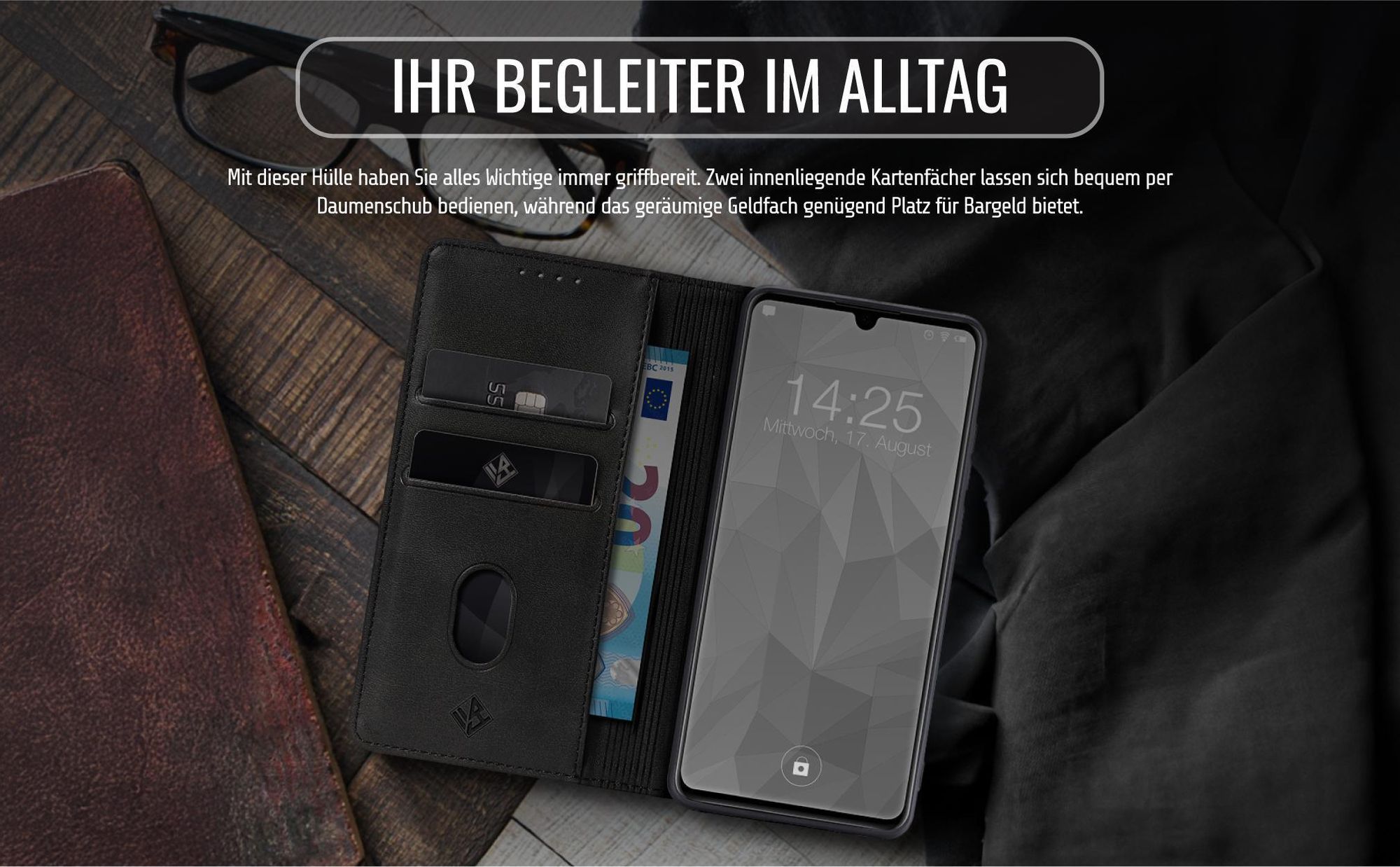 Edle Schutzhülle für Samsung Galaxy A17 mit Kartenfächern und Geldfach
