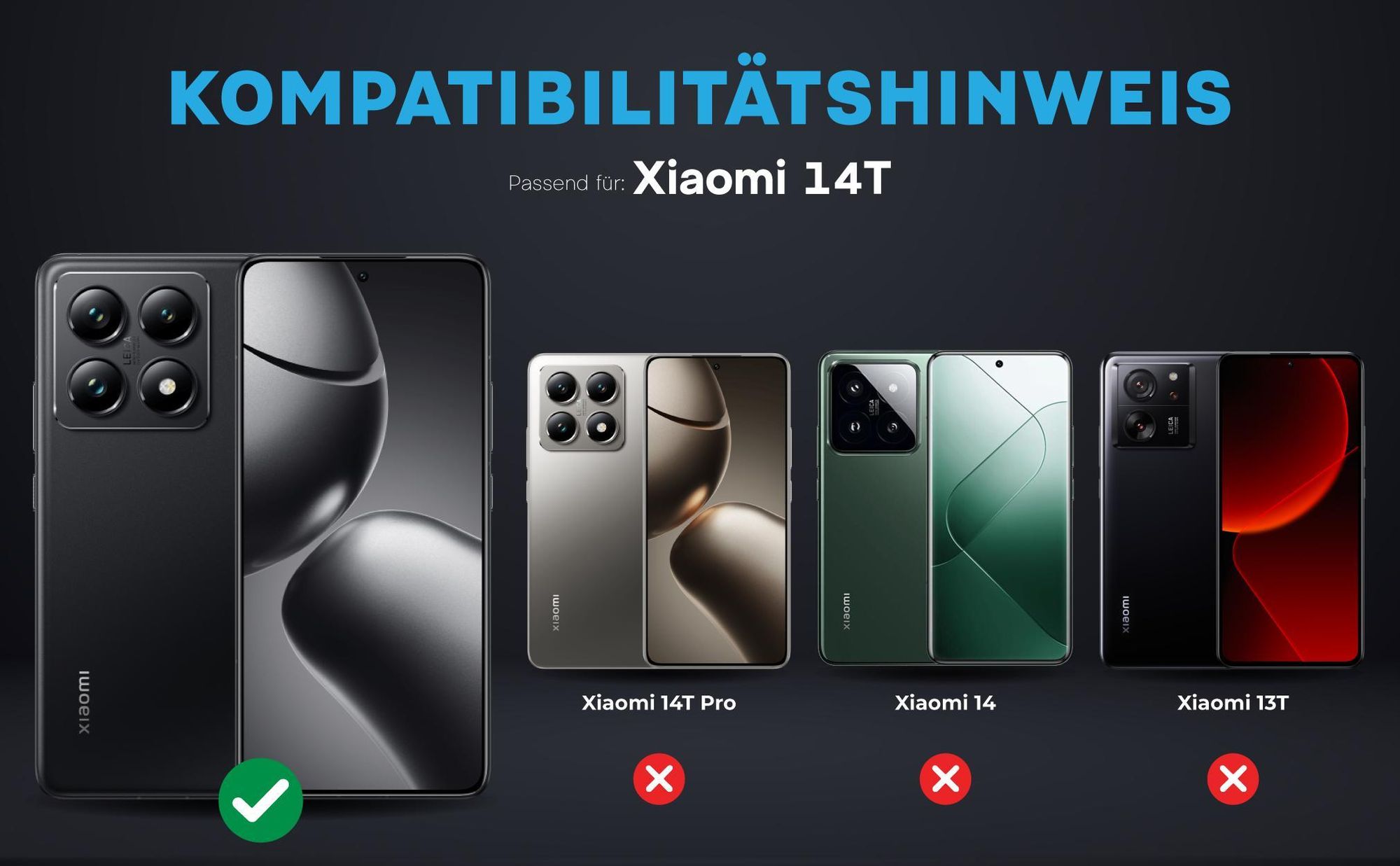 Kompatibilitätshinweise Kameraglas für Xiaomi 14T 5G