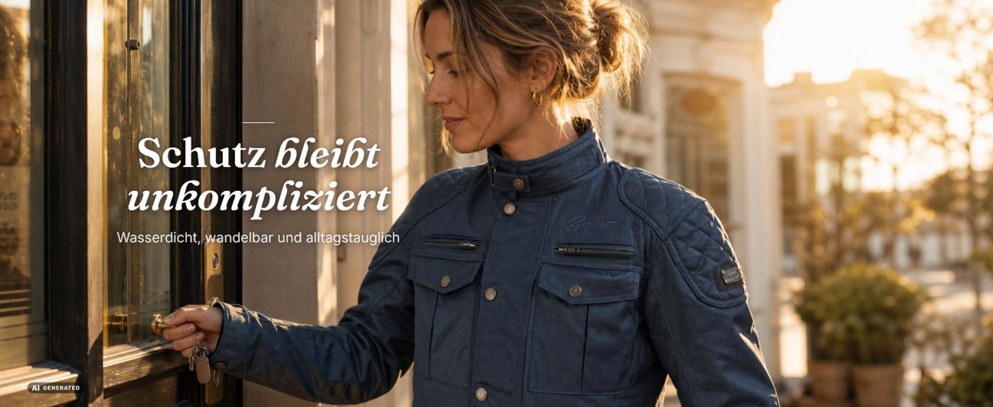 Bogotto Barton wasserdichte Motorrad Wachsjacke, schwarz, M