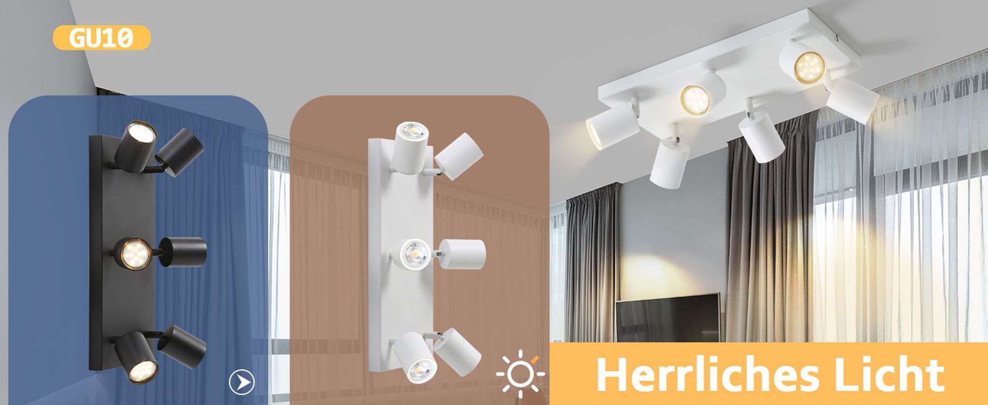 ZMH LED Deckenleuchte Weiß Deckenstrahler: GU10 Deckenlampe 6 Flammig 330°Schwenkbar Deckenspots Industrial Modern für Wohnzimmer Schlafzimmer Küche Flur