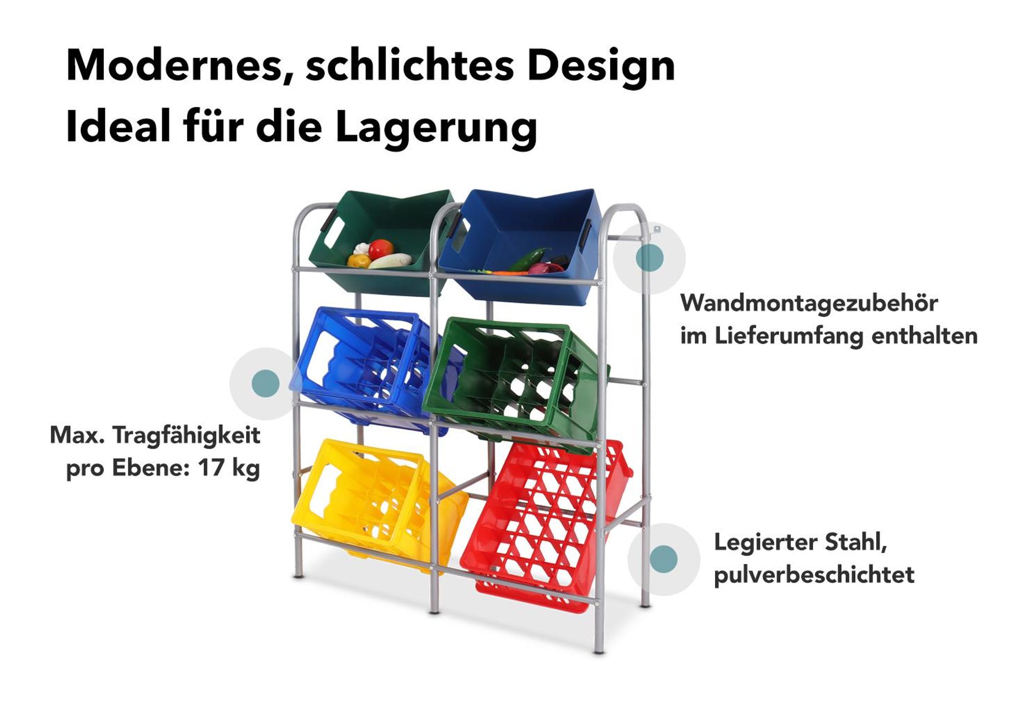 Flaschenkastenständer Rocket Grau für 6 Kästen
