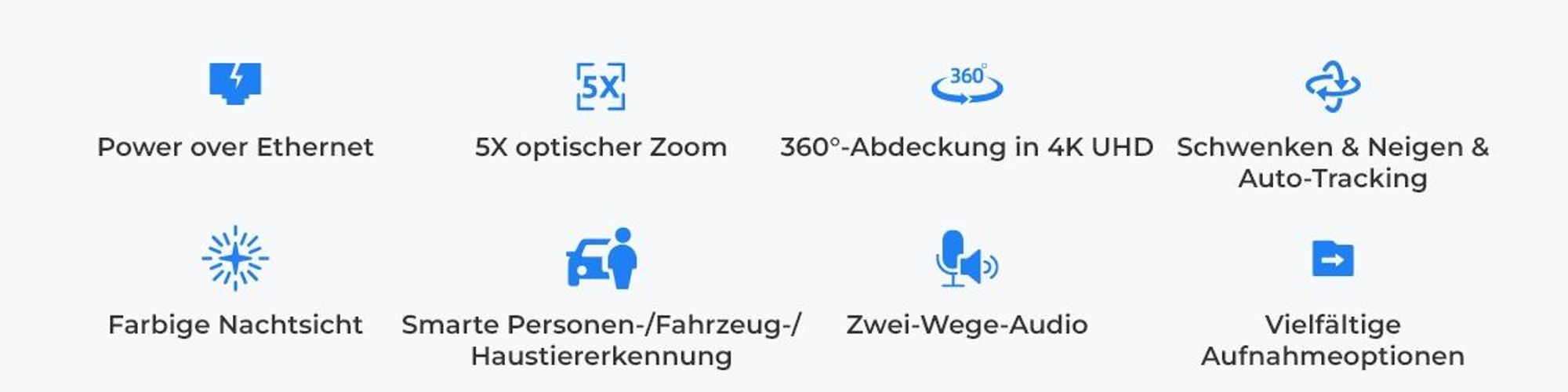 Reolink RLC-823S1, 4K 8MP PoE Überwachungskamera, 360° Abdeckung, 5X optischem Zoom, Auto-Tracking, Farbnachtsicht, Personen-/Fahrzeug-/Tiererkennung
