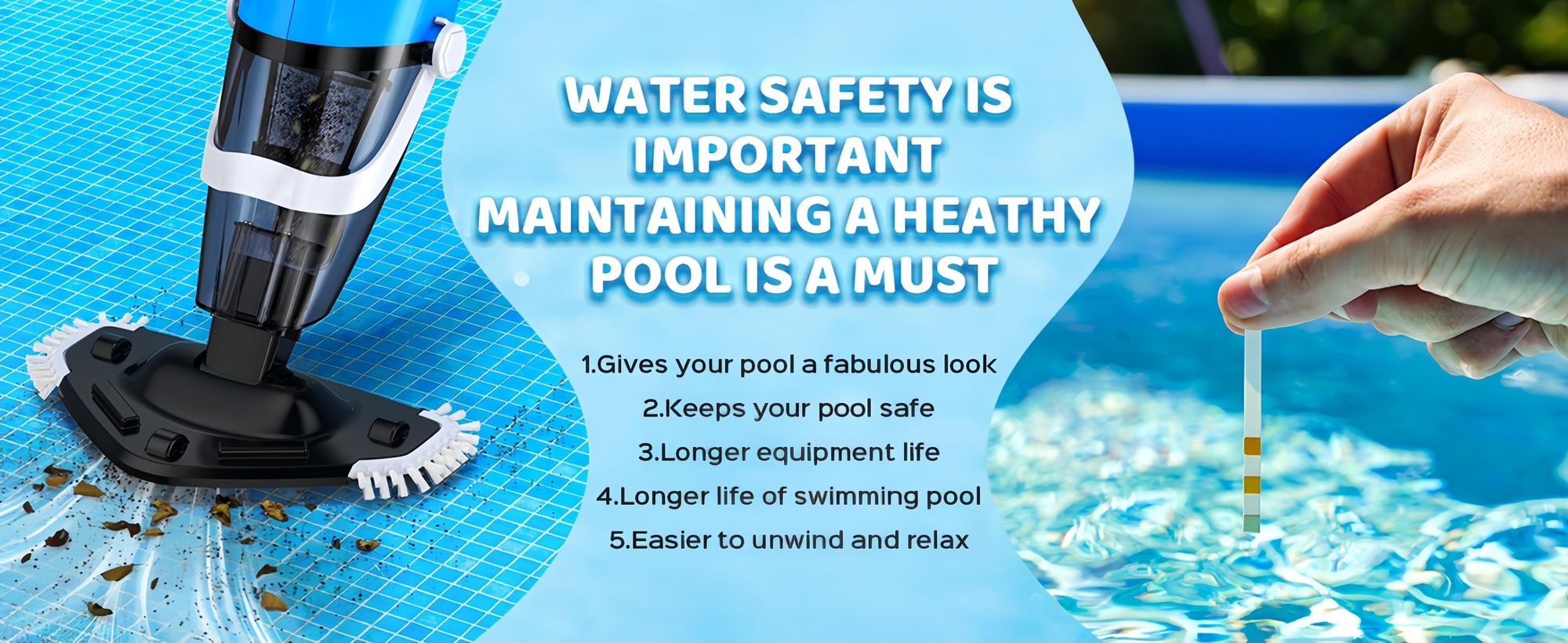 Schnurloser Poolsauger, Handgeführter, wiederaufladbarer Pool-Staubsauger mit Teleskopstange, leistungsstarker Whirlpool-Sauger für oberirdische Pools