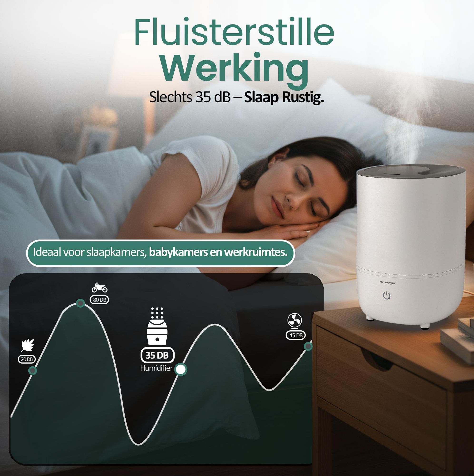 Emerio Luchtbevochtiger – 35 dB – 4 L – Bovenop te vullen – geschikt voor ruimtes tot 20 m² – Ultrasoon – Aroma functie – Koude Nevel – HF-212898