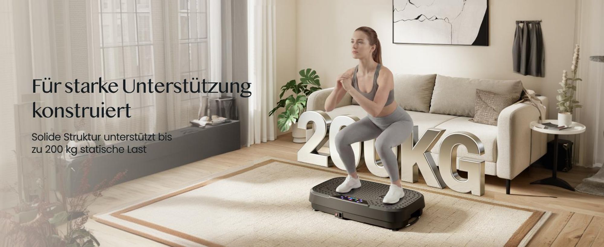 FLEXISPOT Vibrationsplatte, BIS 200KG, 120 Stufen, vielseitige Programme, LED Display, Fernbedienung, 2 Widerstandsbänder, integrierte Räder Schwarz