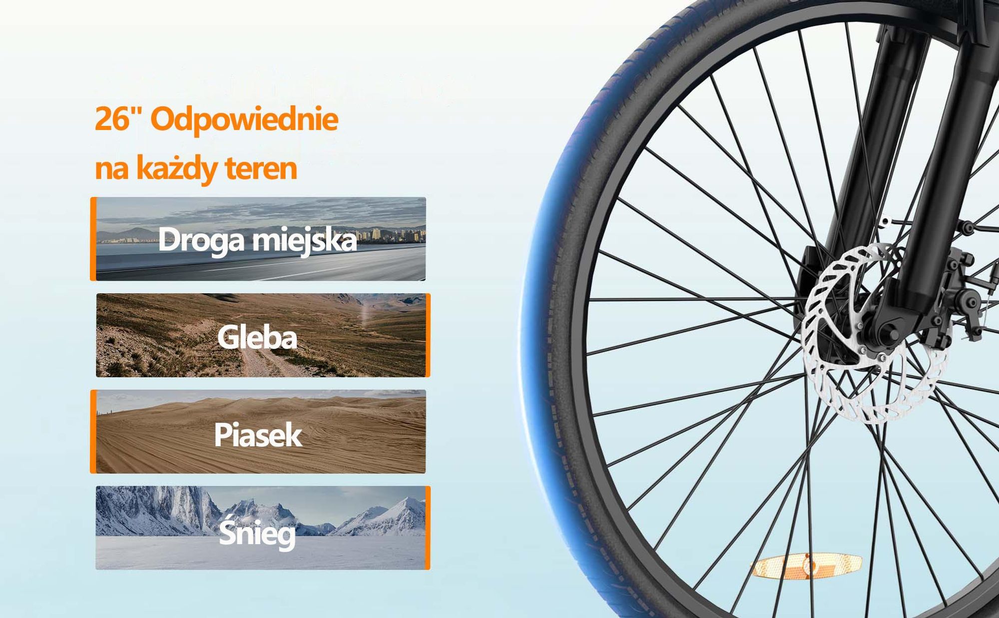 Rower Elektryczny URLIFE E26 - silnik 250 W akumulator 48V10.4Ah opony 26 cali hamulce tarczowe - Czarny