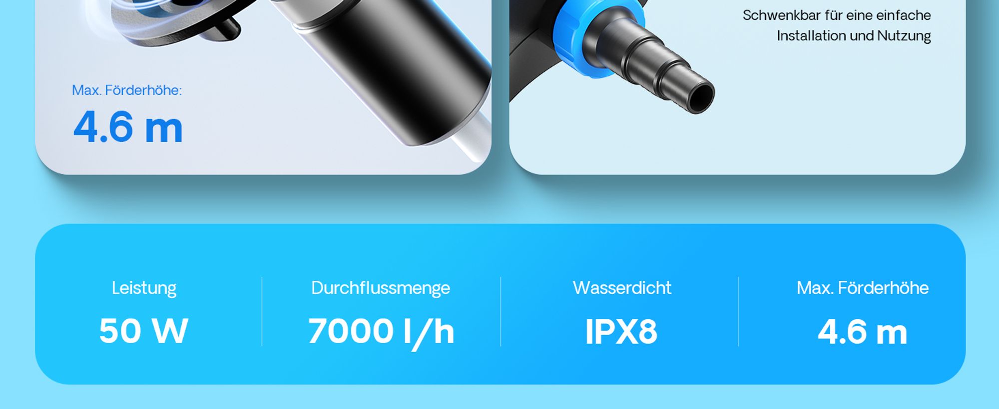 SunSun CTF-7000 SuperECO Teichpumpe 7000 l/h / 50 W, energiesparende Filterpumpe, Bachlaufpumpe für Koiteiche, Umwälzpumpe, Gartenteichpumpe