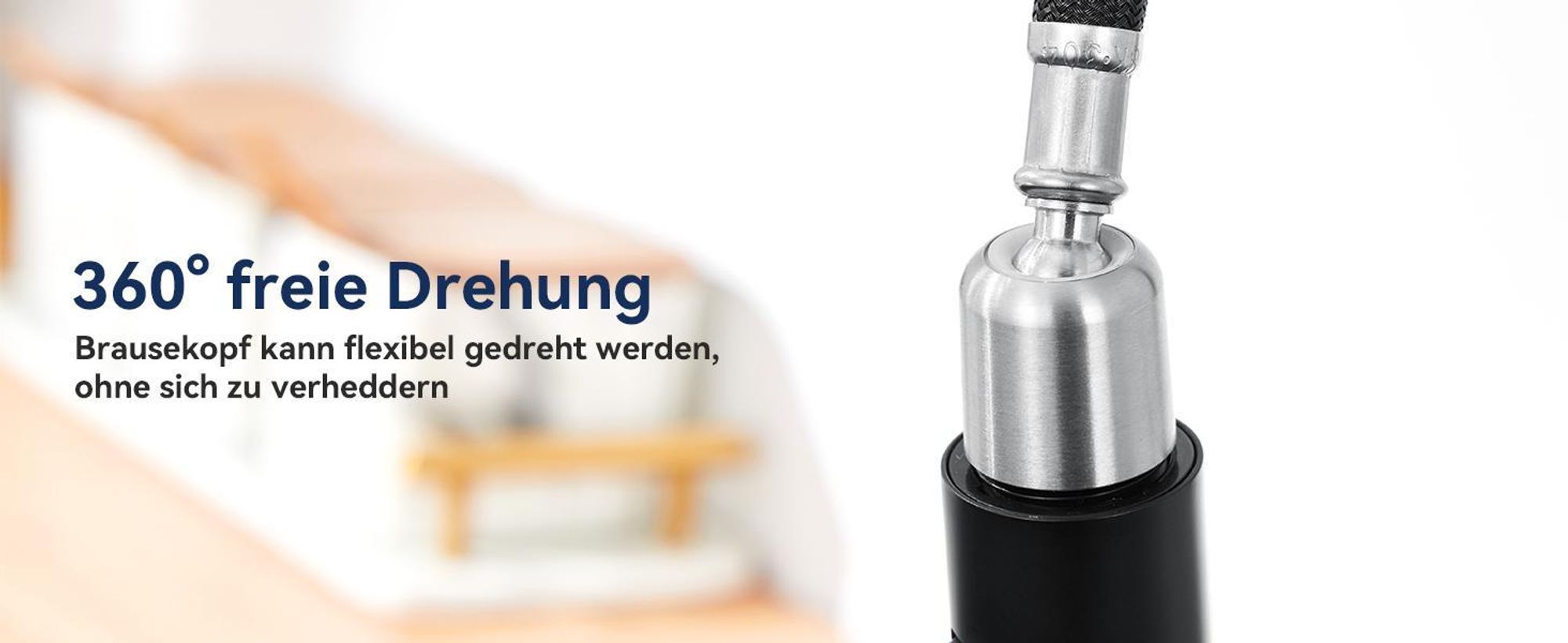 Cecipa Küchenarmatur Schwarz Ausziehbar, Wasserhahn Küche mit Brause, 360° Drehbar Spültischarmatur, L-Form, 304 Edelstahl, Einhandmischer, Schwarz
