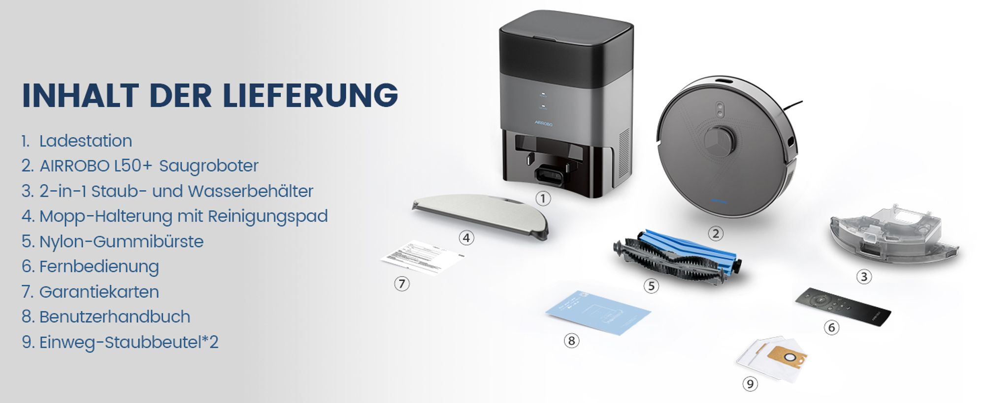 Saugroboter AIRROBO L50+ mit Saug- und Wischfunktion, 10000Pa Leistungsstarke Saugkraft, 240 Minuten Akkulaufzeit