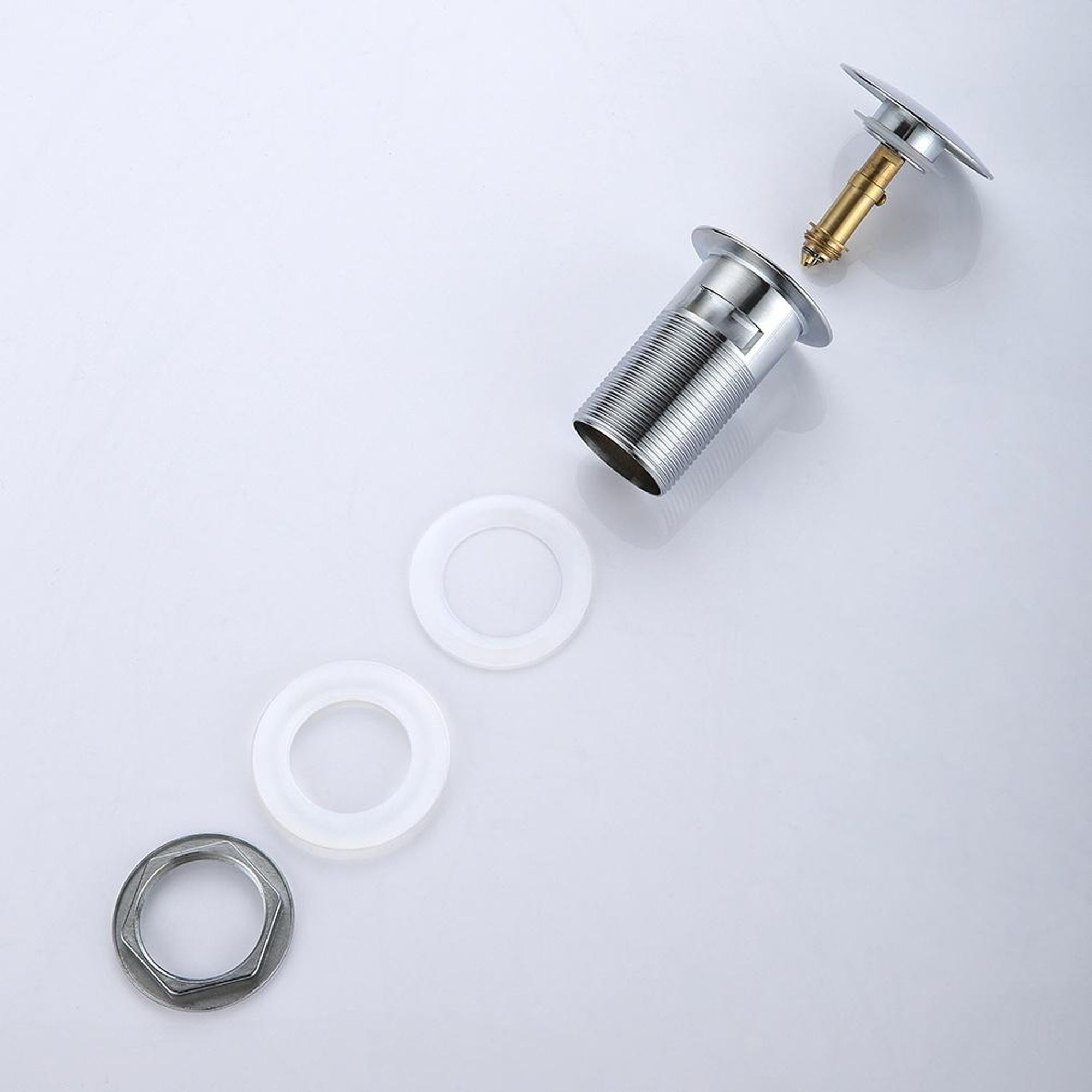 Auralum Universal Pop up Ventil 1 1/4 Zoll mit Überlauf Waschbecken Ablaufgarnitur Abflussgarnitur, Chrom