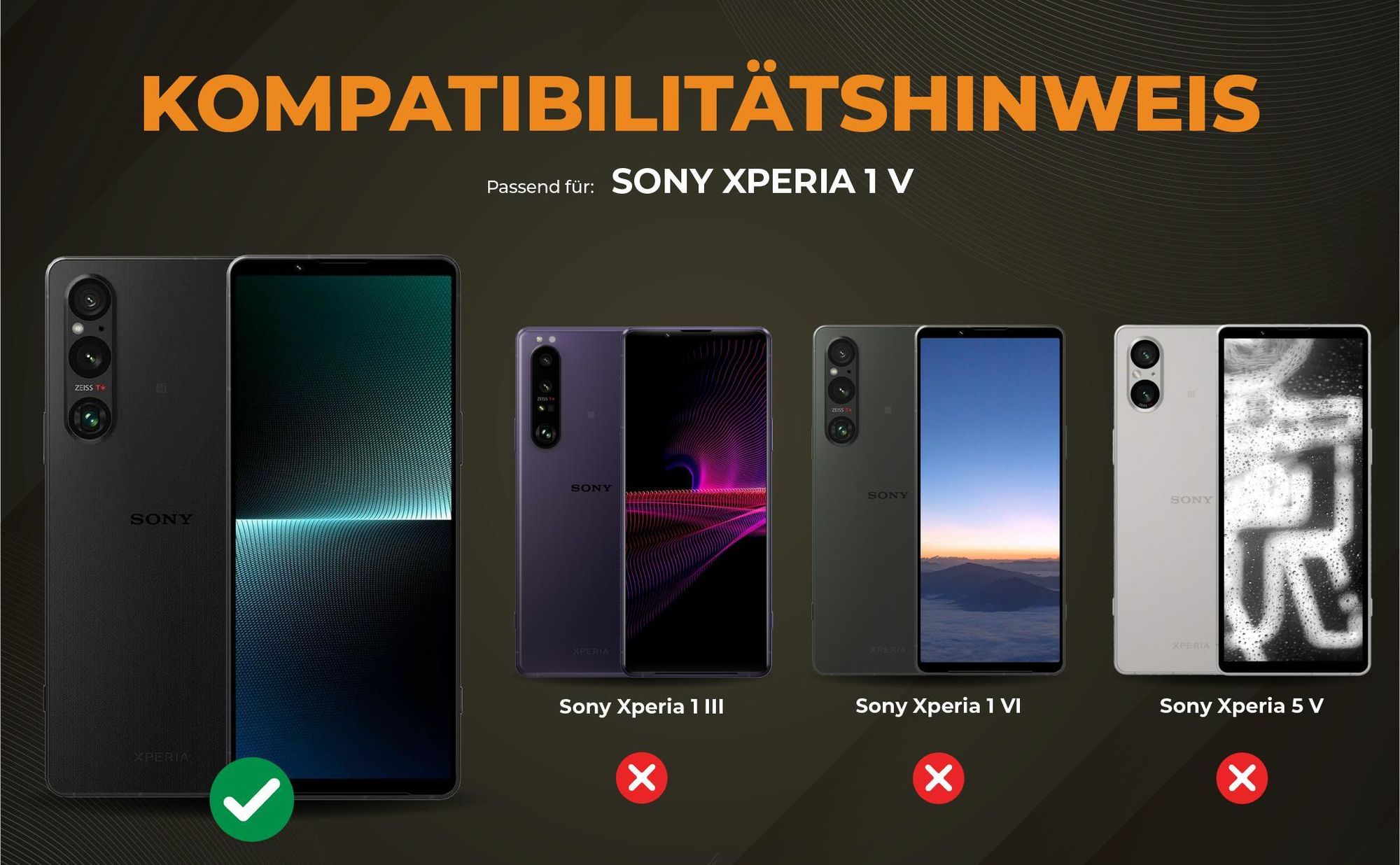 Kompatibilitätshinweise Hülle für Sony Xperia 1 V