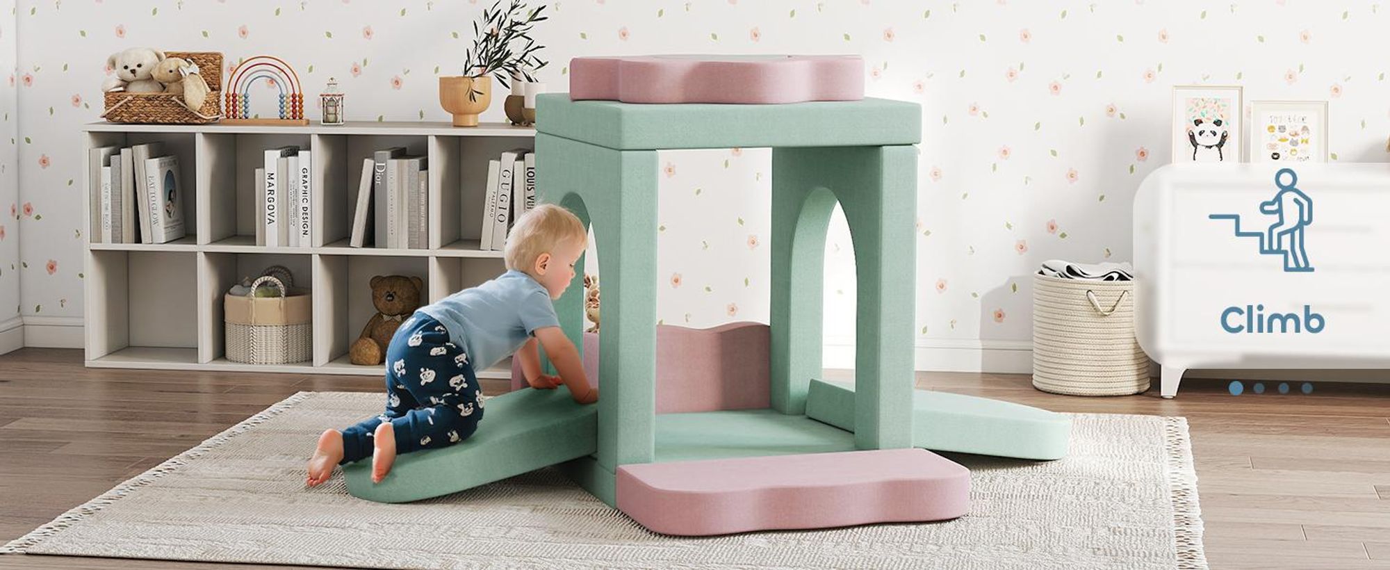 Sofa do zabawy AIYAPLAY, sofa dziecięca wykonana z piankowych klocków konstrukcyjnych 12 elementów, miękkie klocki do wspinaczki z basenem z piłeczkami, zestaw klocków, duże klocki, piankowe klocki do wspinaczki dla dzieci w kolorze sztruksu, zielone