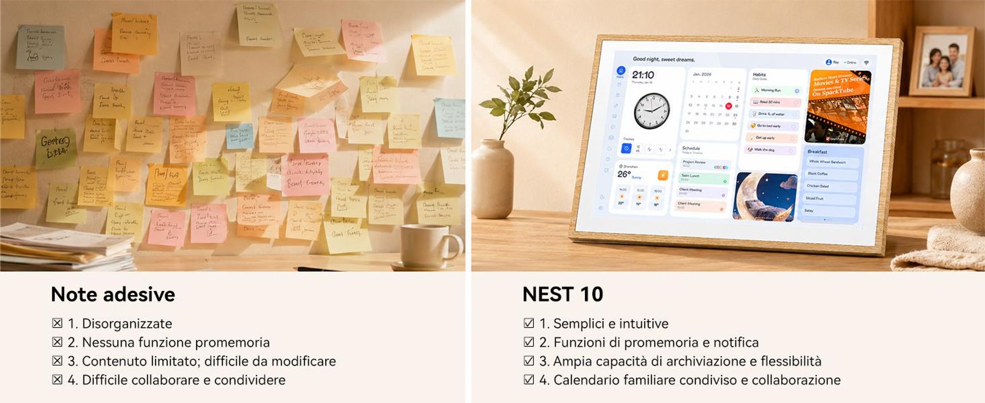 2026 NUOVO! Blackview NEST 10, calendario digitale e cornice per foto da 10,1", con touchscreen, Wi-Fi, risoluzione 1280x800, formato 16:10, condivisione foto, controllo parentale, design in legno