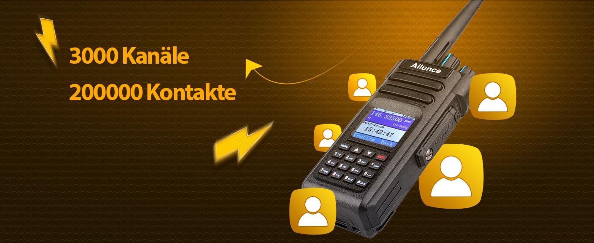 Retevis Ailunce HD1 HAM Radio, DMR Handfunkgerät, Dualband, IP67 wasserdicht, 3200 mAh, Gruppenruf, SOS, Walkie-Talkies für Notfälle, Schule