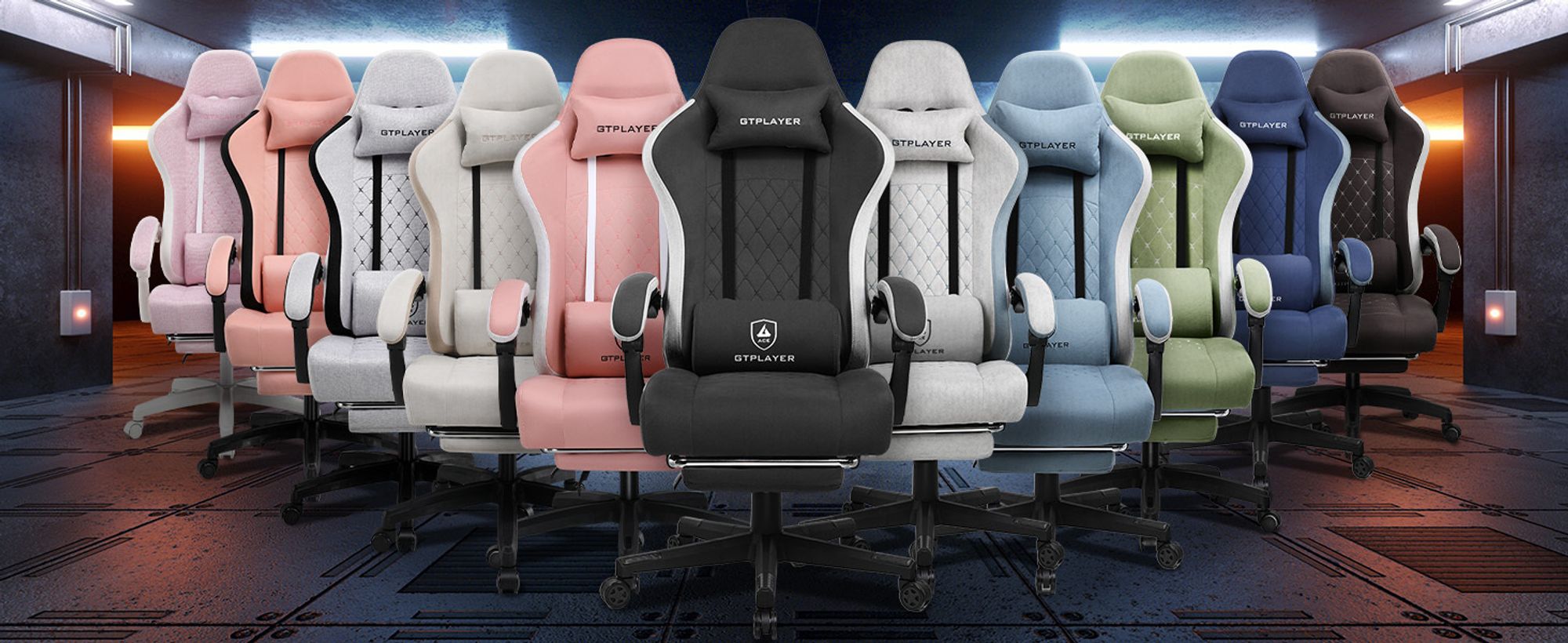 GTPLAYER Gaming Stuhl Ergonomischer Gaming Sessel Schreibtischstuhl PC Gamer Racing Stuhl mit Stoffoberfläche, Federsitzkissen mit Fußstütze Beige