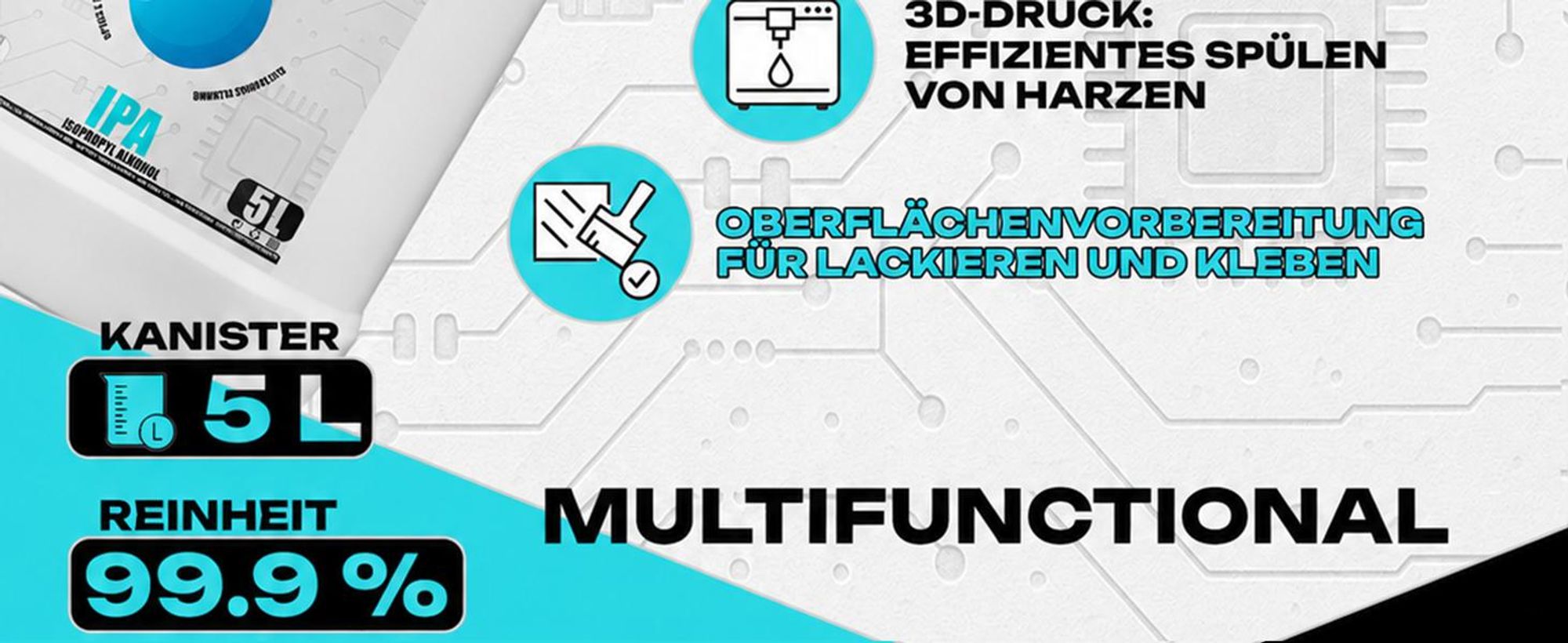 Isopropanol 5L 99,9% IPA Reinigungsalkohol Entfetter für Elektronik GiDeli