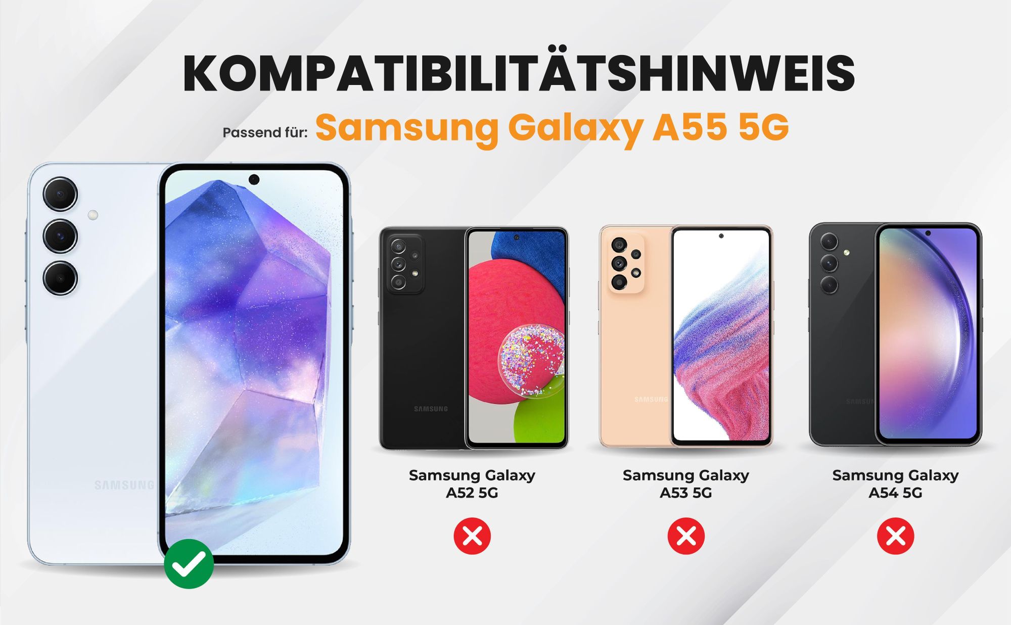 Kompatibilitätshinweise Hülle für Samsung Galaxy A55 5G