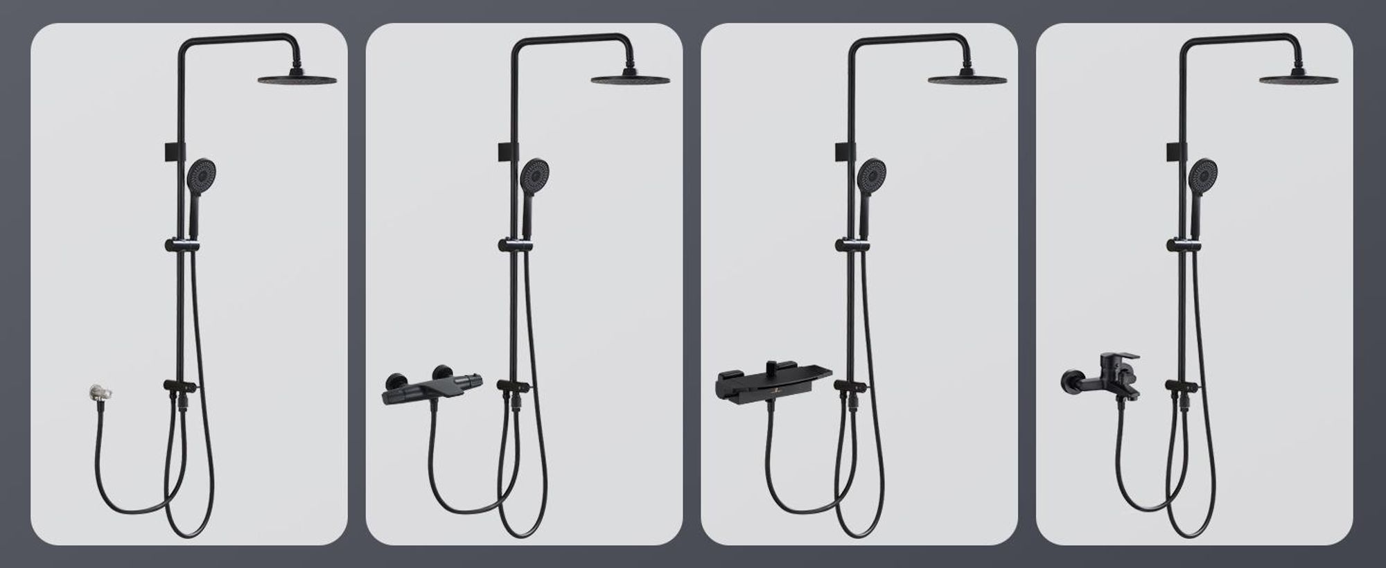 Duschsystem Regendusche Duschset mit Überkopfbrause Handbrause 2 Filter, Duschsäule mit Umsteller, Edelstahl, Vier Wassersprühfunktionen, Schwarz