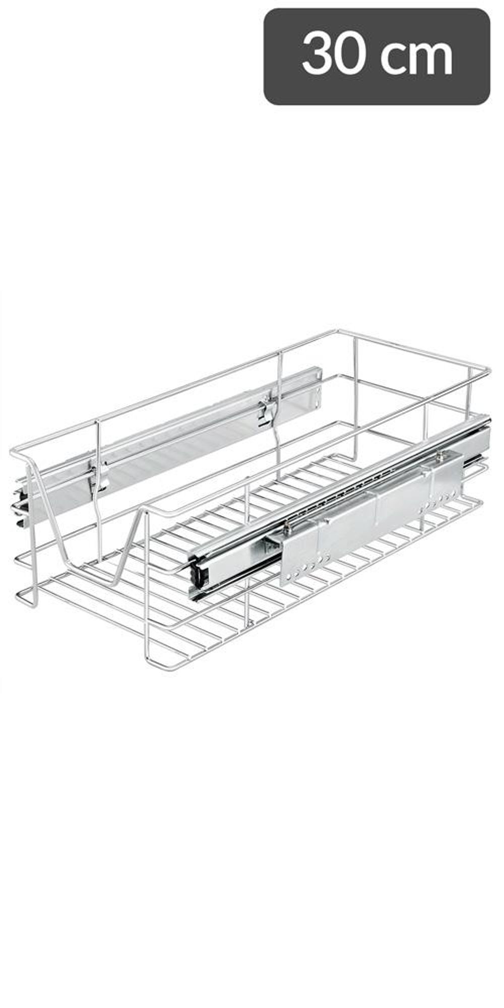 CASARIA® Teleskopschublade Ausziehbare Schublade Küche 60cm 20kg Belastbar Verchromt Korbauszug mit Zubehör Haushalt Küchenschrank Kleiderschrank